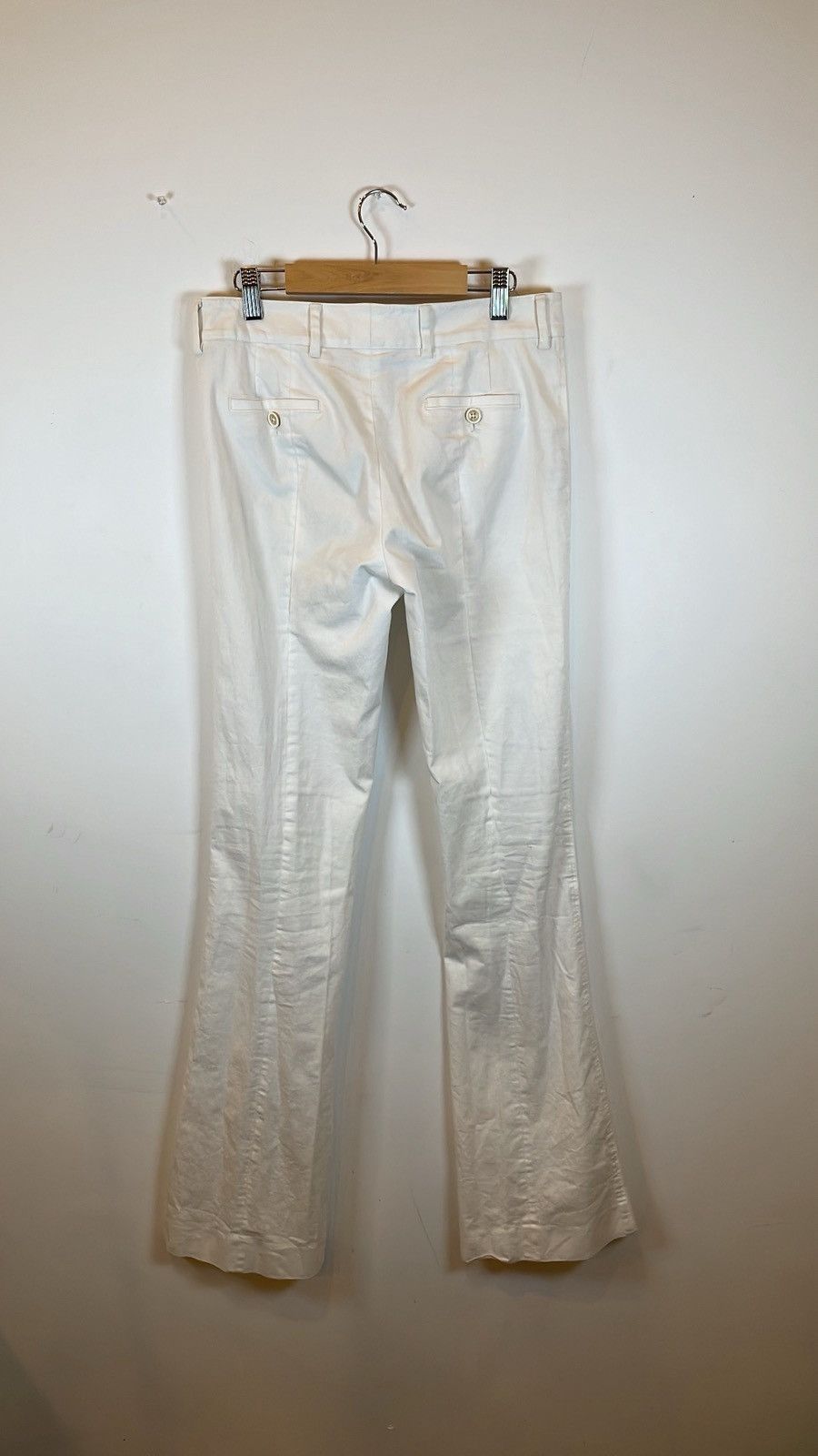 Prada Prada White Flared Cotton Satin-Lined Dress Pants Size US 28 / EU 44 - 2 Thumbnail