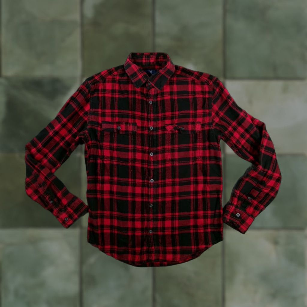 George George Shirt Men Small Red Black Buffalo Plaid Check Flannel Camp Lumberjack Size US S / EU 44-46 / 1 - 1 Thumbnail