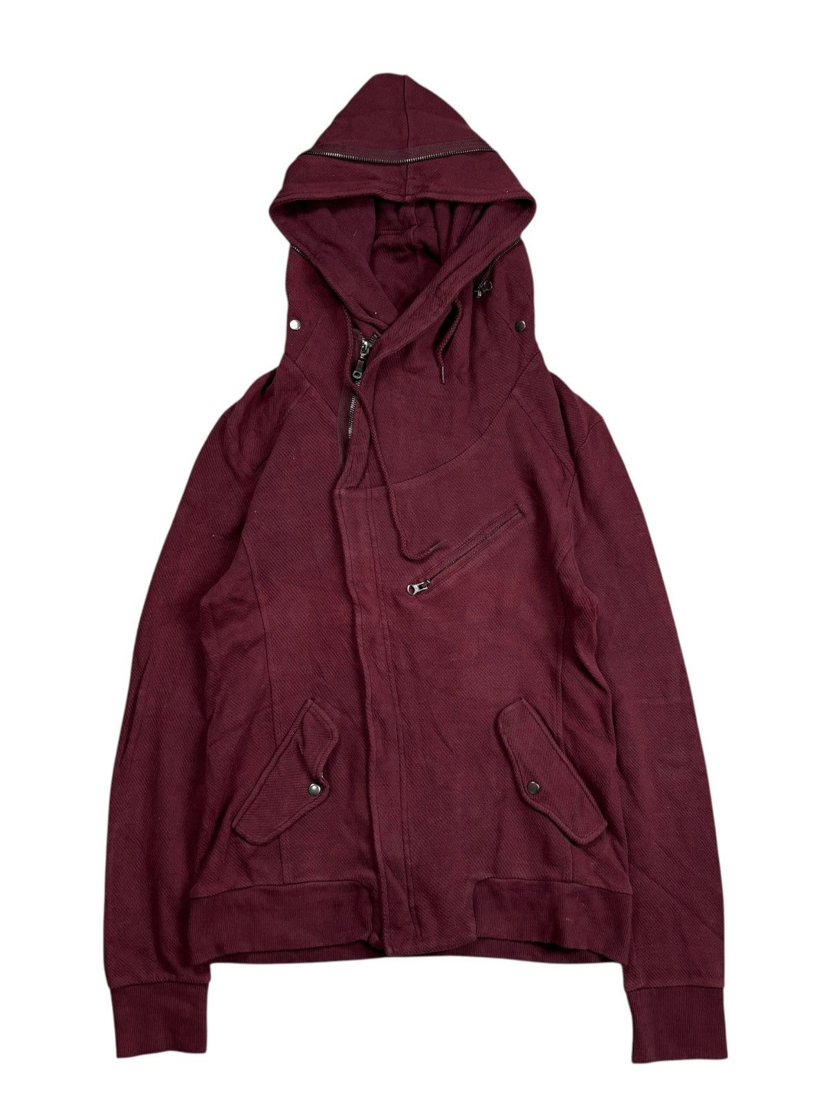 Le Grande Bleu (L.G.B.) 2000s Semantic Design - Red Wine Alien Hood Jacket Size US M / EU 48-50 / 2 - 2 Thumbnail