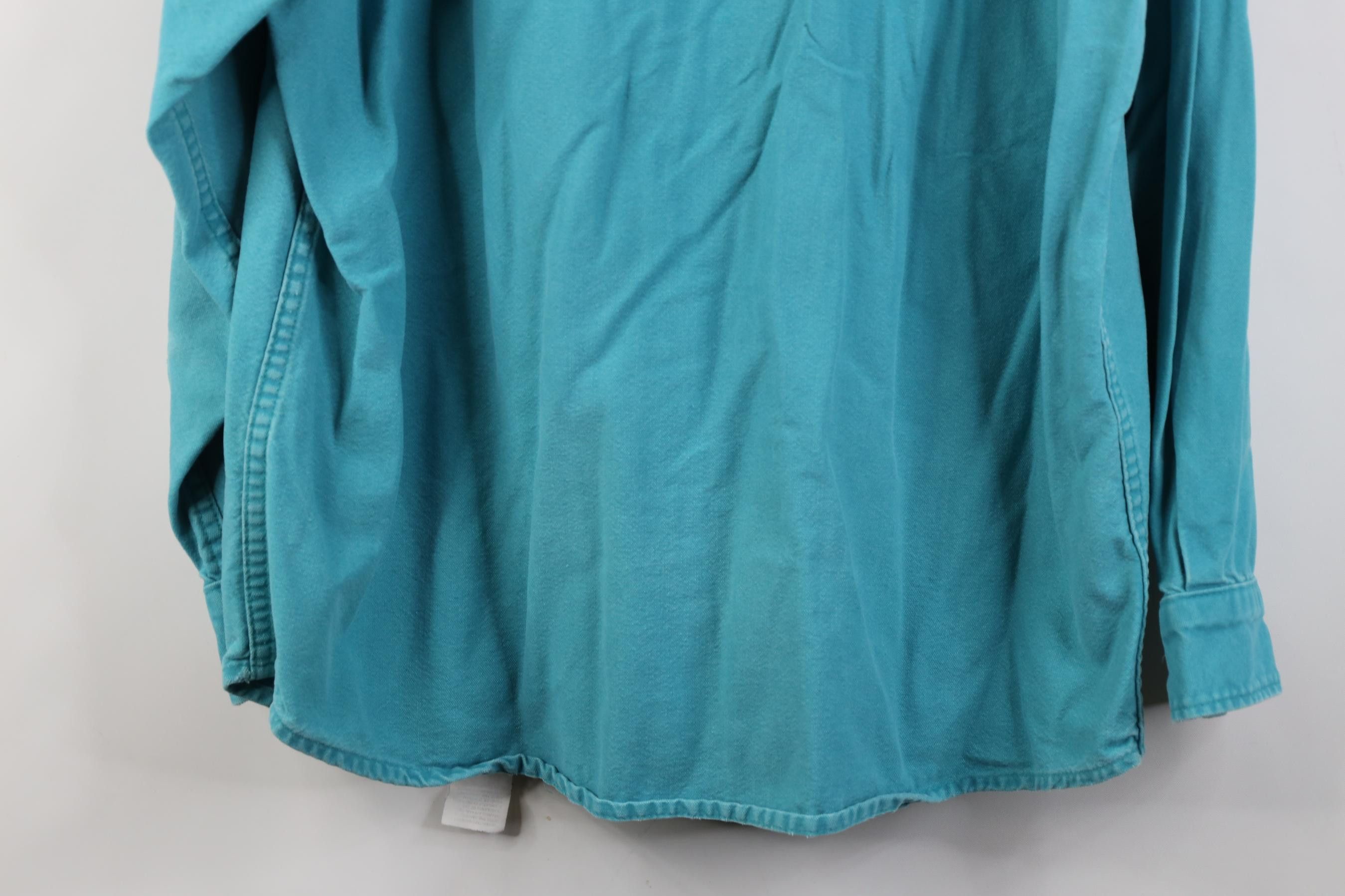 Cabelas Vintage 90s Cabelas Chamois Cloth Collared Button Shirt Teal Size US L / EU 52-54 / 3 - 18 Thumbnail