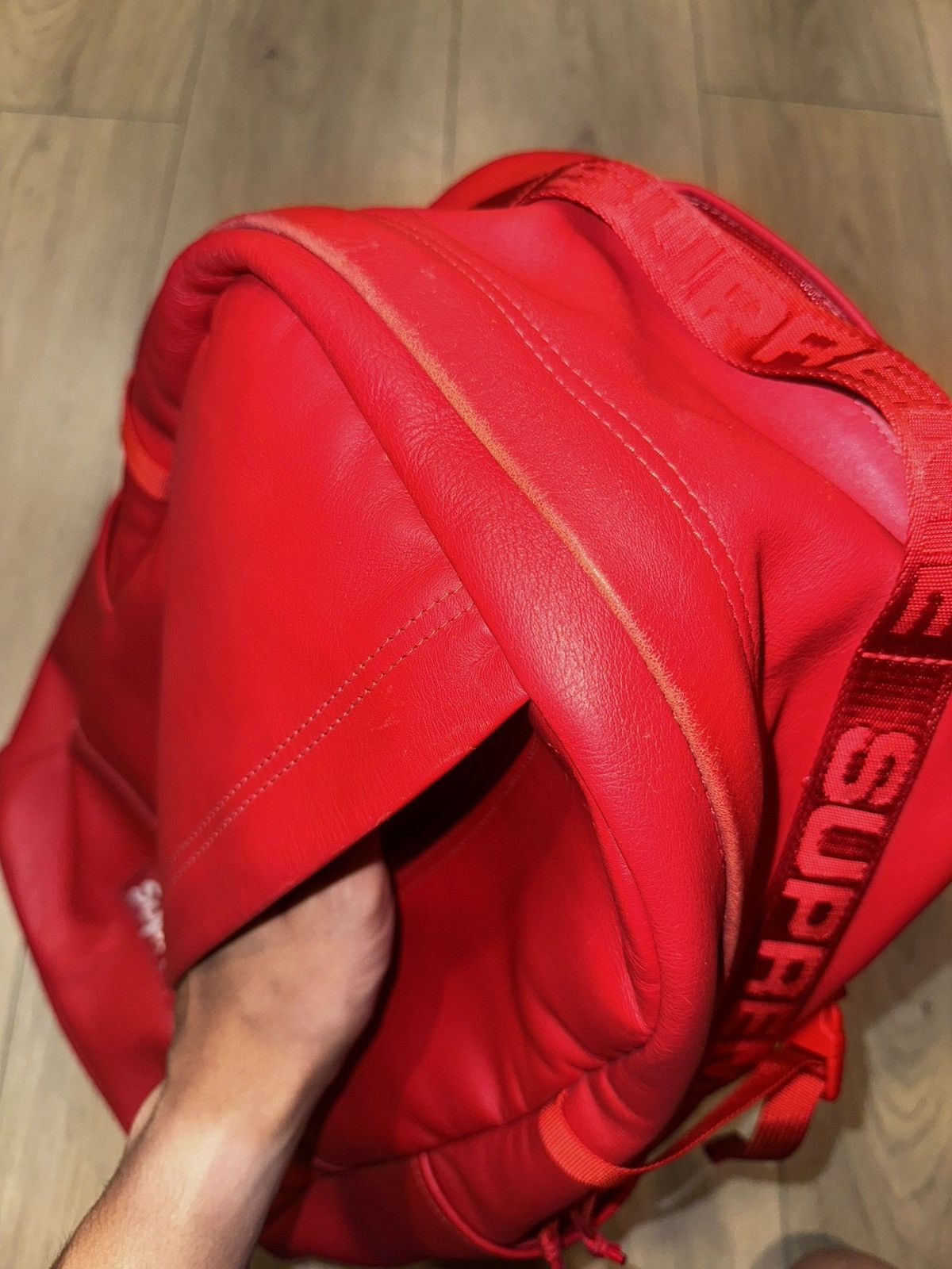 Supreme Supreme - Leather Backpack Red Size ONE SIZE - 15 Thumbnail