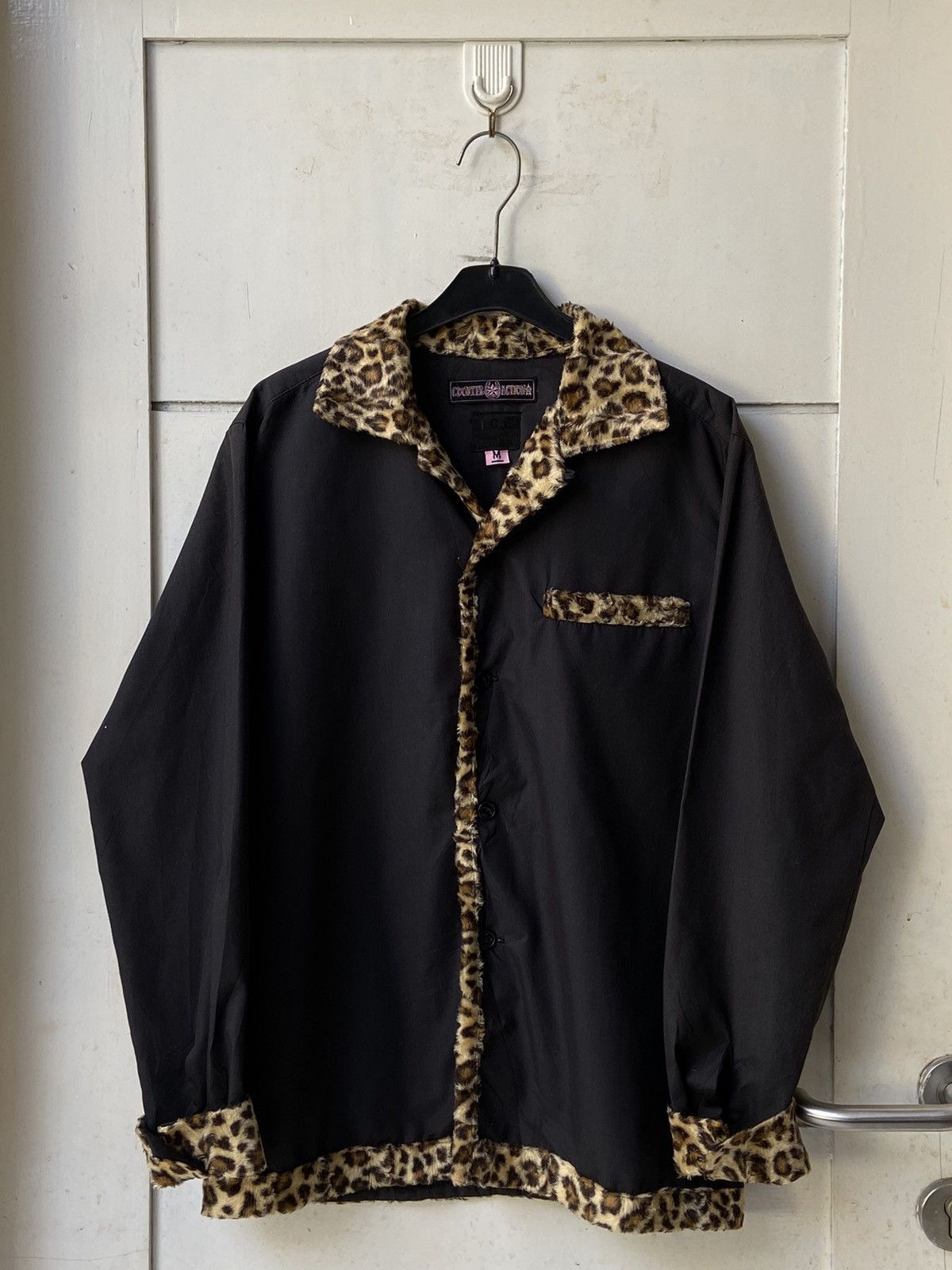 image of Wacko Maria I.c.e Counter Action Black Shirt Leopard Printed, Men's (Size Large)