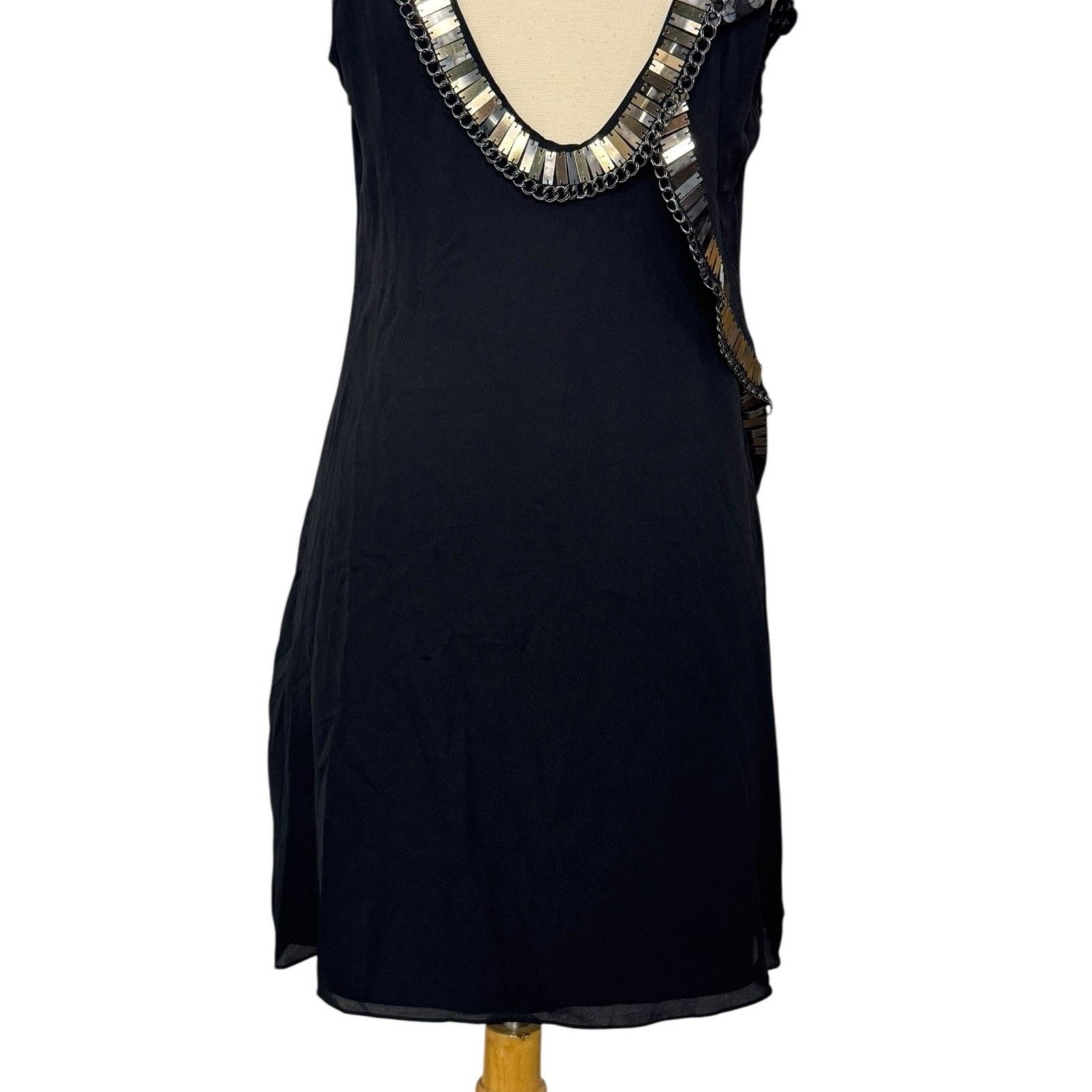 Karen Millen KAREN MILLEN Silk Beaded Sequin Mini Dress Asymmetric Party Size M / US 6-8 / IT 42-44 - 9 Thumbnail