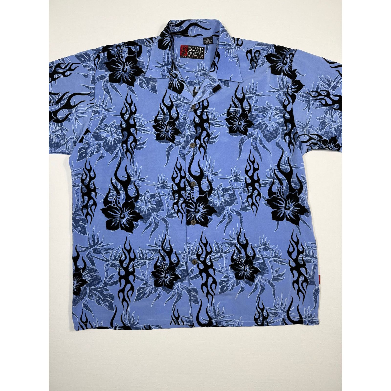 Pineapple Connection Vintage Pineapple Connection Y2K Blue Tribal Flame Button Up Size US L / EU 52-54 / 3 - 1 Thumbnail