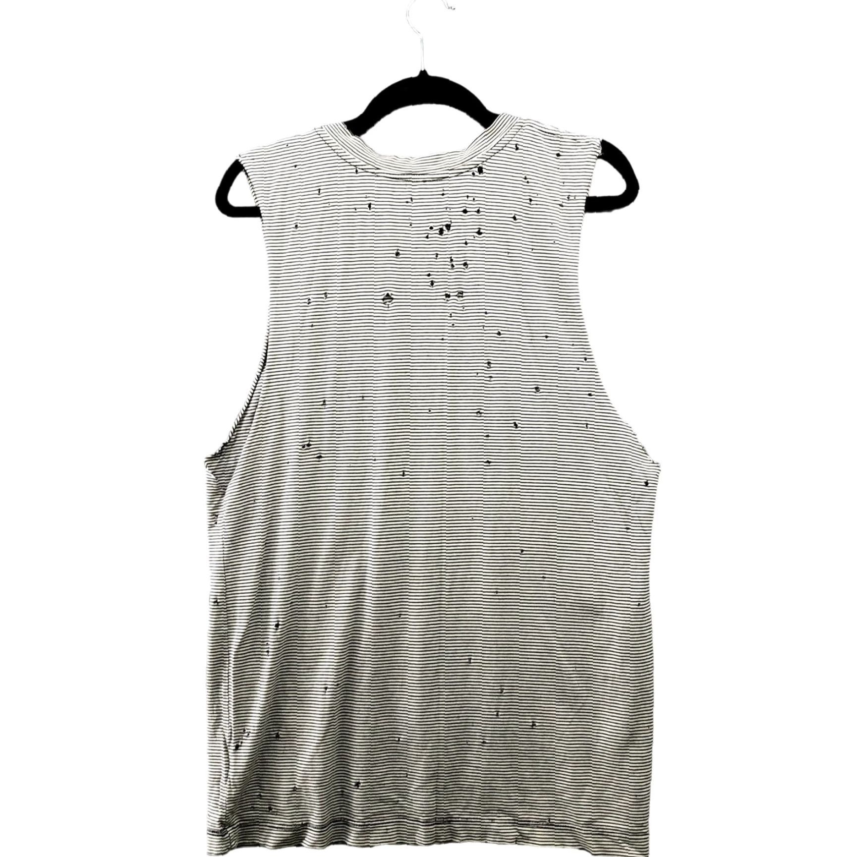 Vintage Ema & Sam Tank Womens M Grunge Striped Distressed Sleeveless Crewneck Cotton Beige M Size M / US 6-8 / IT 42-44 - 2 Thumbnail