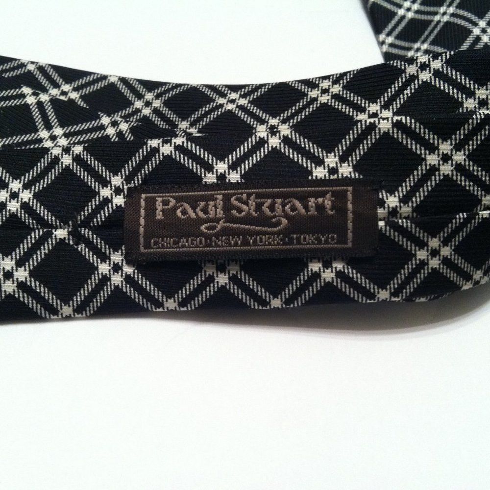 Paul Stuart PAUL STUART MENS NEW BLACK SILK TIE WIDTH: 3 3/4" Size ONE SIZE - 5 Thumbnail
