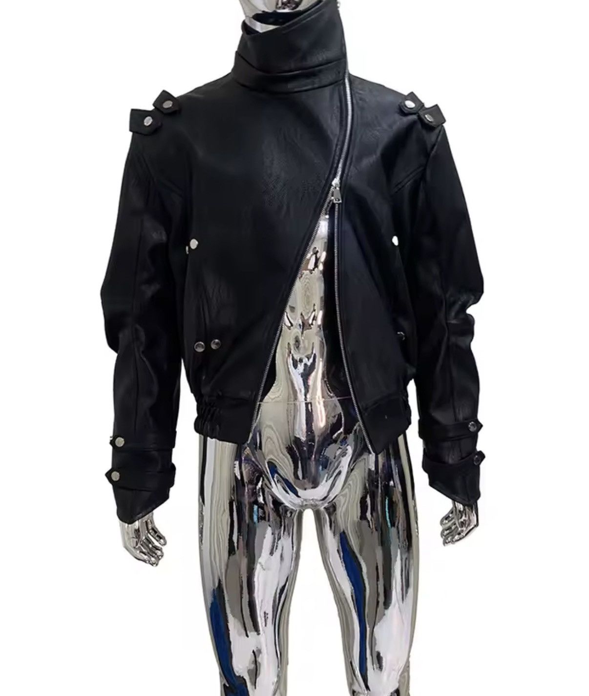 Leather Punk Gothic PU Leather Zipper Designer Jacket Size US L / EU 52-54 / 3 - 2 Thumbnail