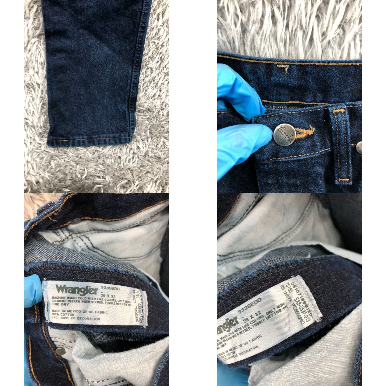 Wrangler Wrangler 933 Jeans Mens 29x32 Dark Wash Blue Mid Rise 5-Pocket Denim Button/Zip Belt Loops Straight Regular Size US 29 - 8 Thumbnail