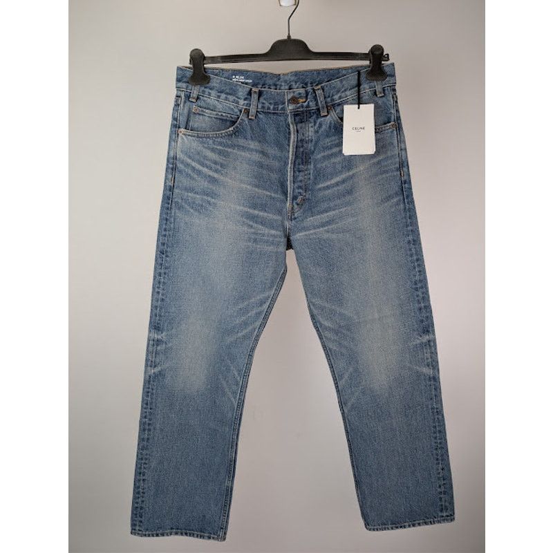 Celine o1rshd1 Straight Leg Kurt Denim Jeans in Washed Blue Size US 33 - 10 Thumbnail