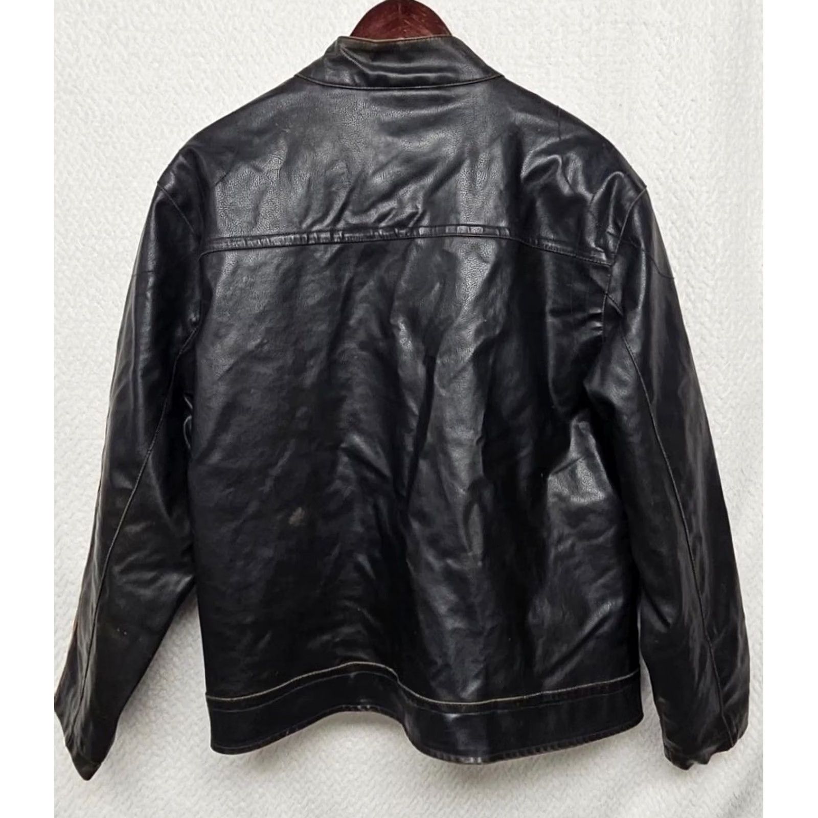 Vintage Arizona Jean Co Men’s Leather Jacket Motorcycle Jacket Striped Brown Leather Zip Pockets Size L Size US 33 - 4 Thumbnail