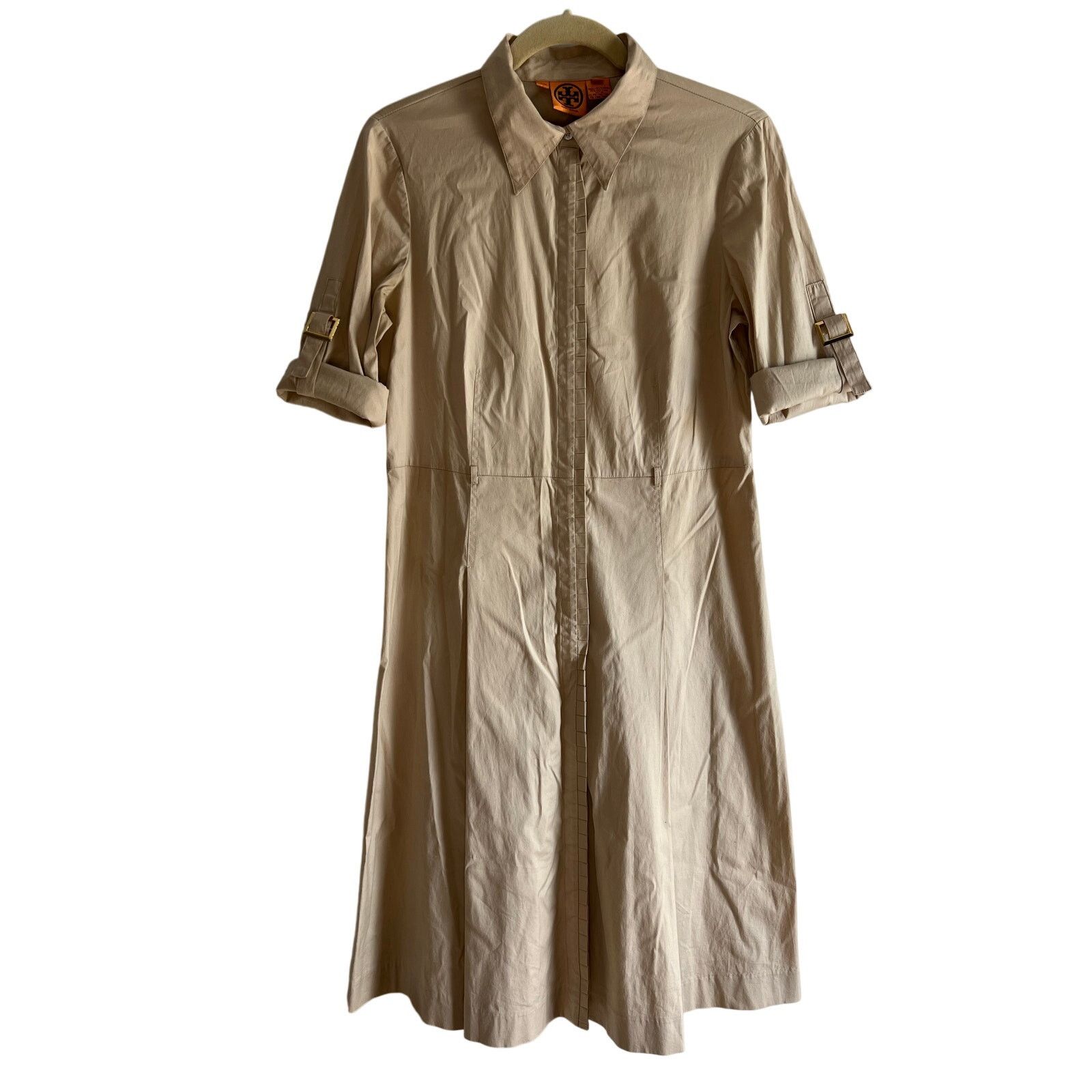 Tory Burch Tory Burch Khaki Tan Short Sleeve Button Down Dress Sz 6 Size M / US 6-8 / IT 42-44 - 1 Thumbnail