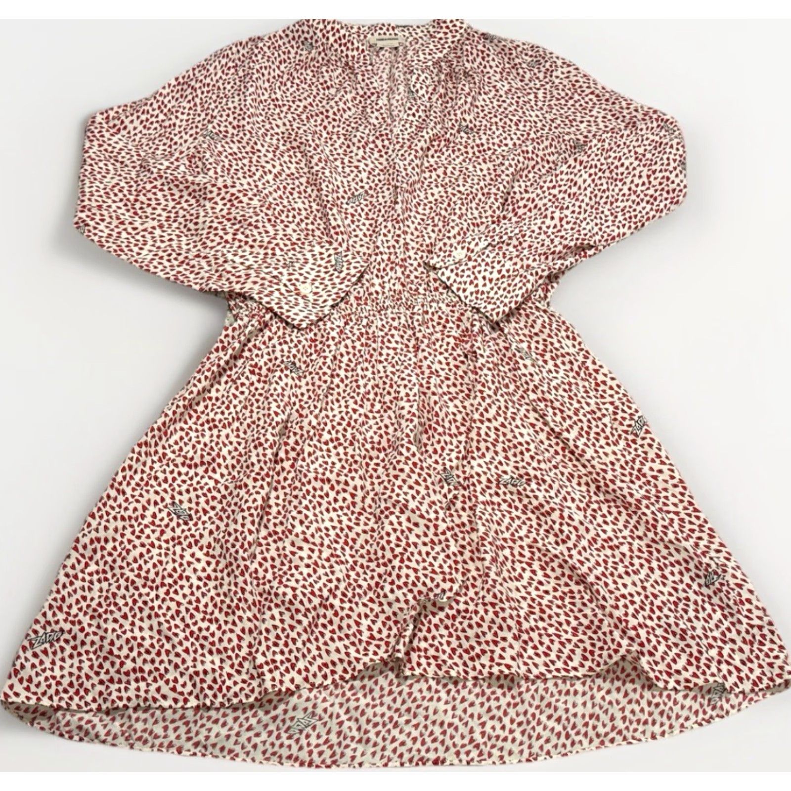 Zadig & Voltaire ZADIG & VOLTAIRE Rinka ZV Crush Heart Dress M Multicolor Floral A-Line Long Sleeve Casual Womens Size M / US 6-8 / IT 42-44 - 4 Thumbnail