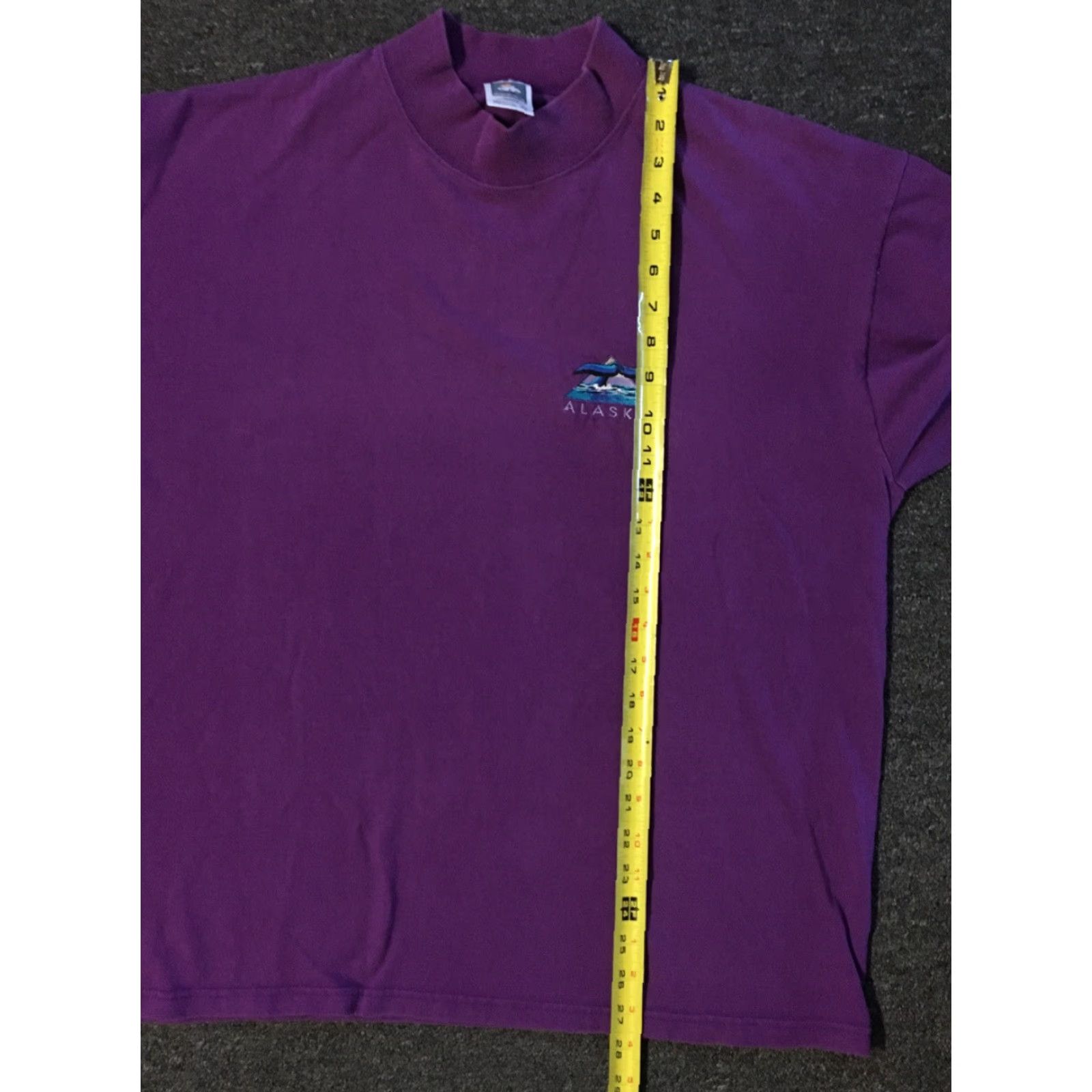 Vintage VINTAGE 90s Alaska Whale Tail Mock Neck Shirt XL Purple USA Nature Ocean Fishing Sea Cotton Deluxe Mens Graphic Tee Size US XL / EU 56 / 4 - 5 Thumbnail