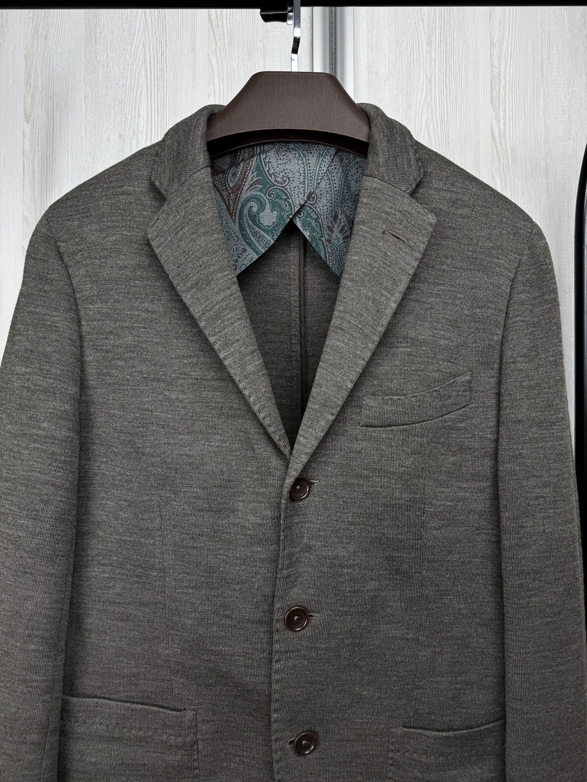 Altea Altea Robert Grey-Brown 3 button wool blend unlined blazer Size 42R - 3 Thumbnail
