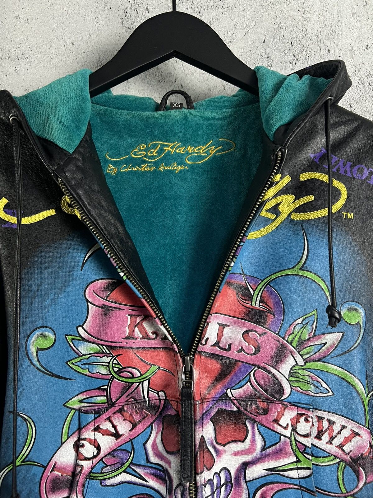 Ed Hardy Vintage Ed Hardy leather jacket "Love Kills Slowly" S Size XS / US 0-2 / IT 36-38 - 4 Thumbnail