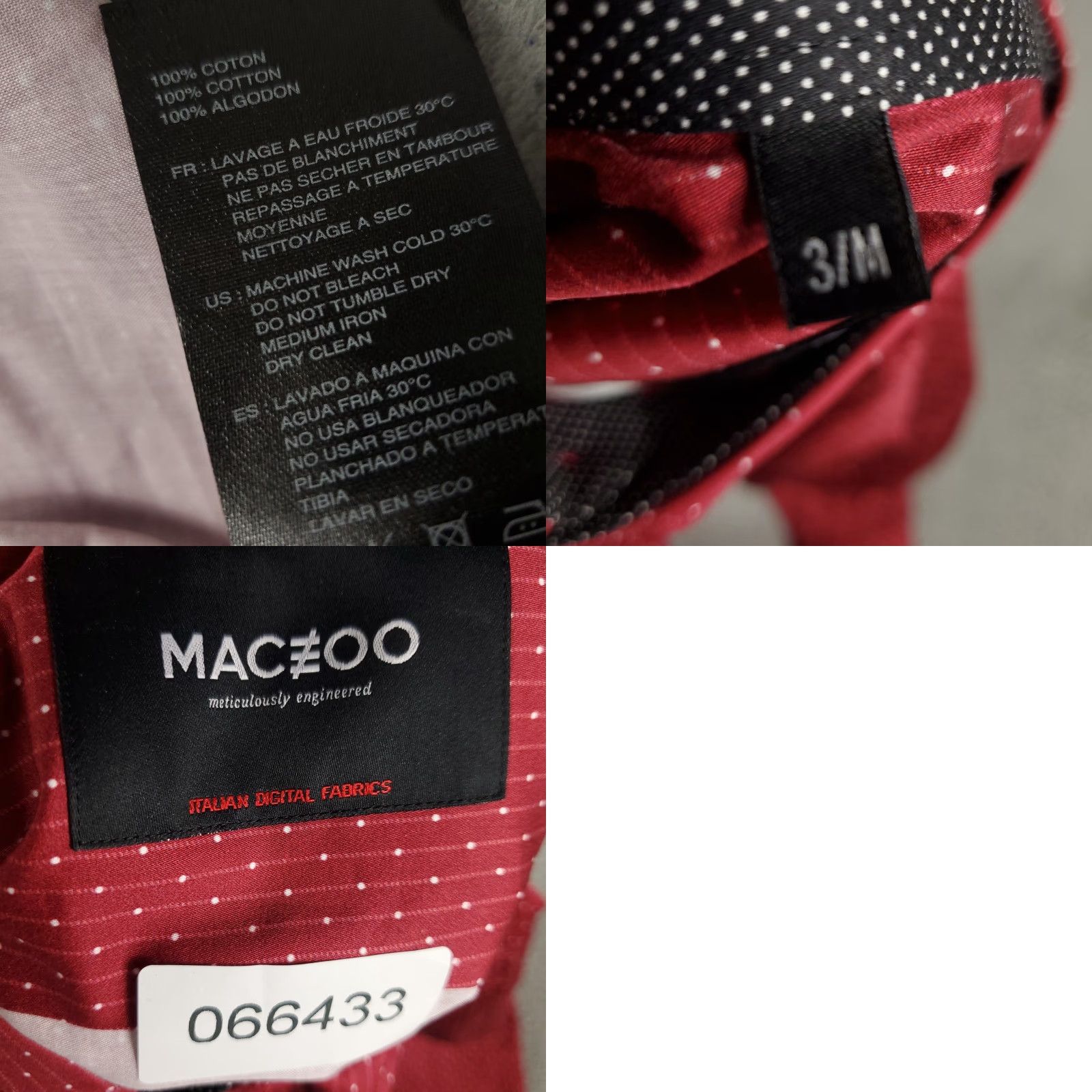 Maceoo Maceoo Shirt Mens Size Medium Red Striped Casual Button Up Long Sleeve - Button-Up, Cropped? Size US M / EU 48-50 / 2 - 8 Thumbnail