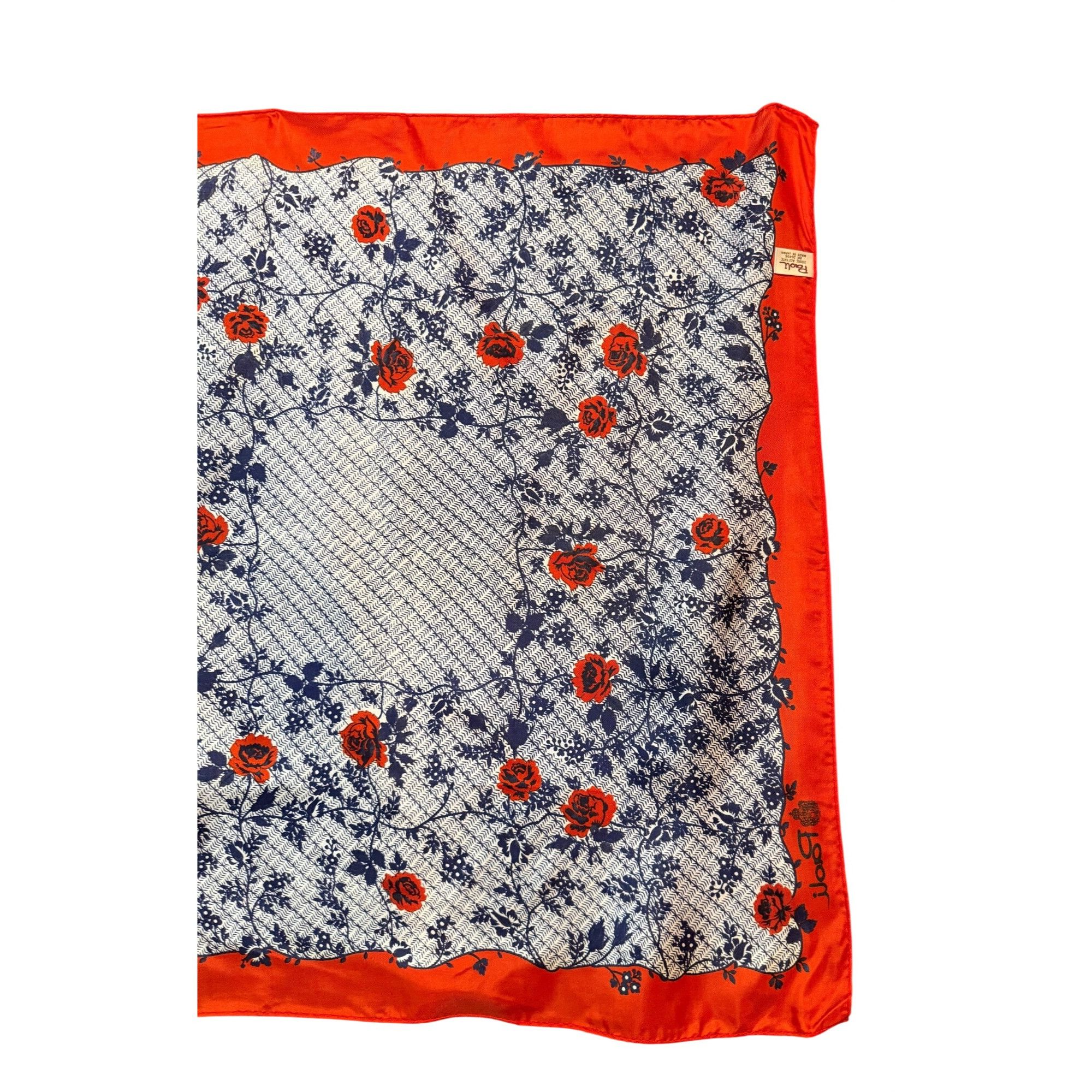 Vintage Vintage Paoli Red & Blue Rose Patterned Acetate Scarf Made I Size ONE SIZE - 8 Thumbnail