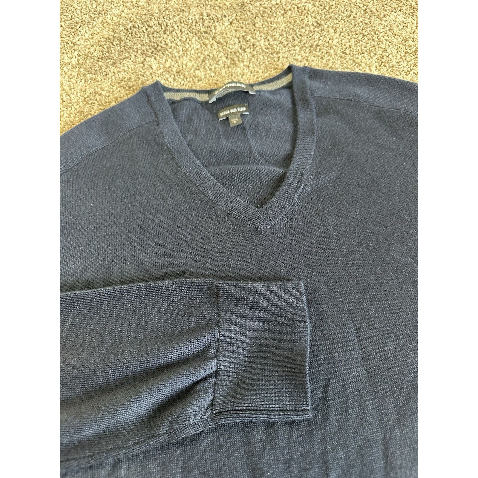 Express Express Sweater Mens L Large Blue Long Sleeve Merino Wool Size US L / EU 52-54 / 3 - 3 Thumbnail