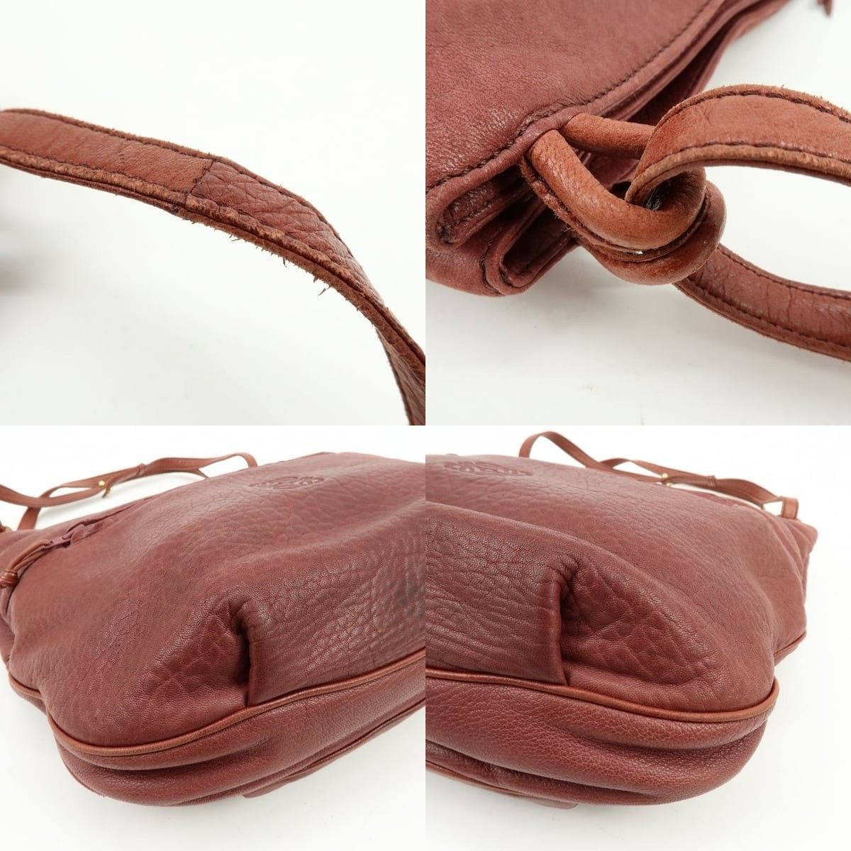 Loewe Loewe Anagram Leather Shoulder Bag Burgundy Size ONE SIZE - 4 Thumbnail