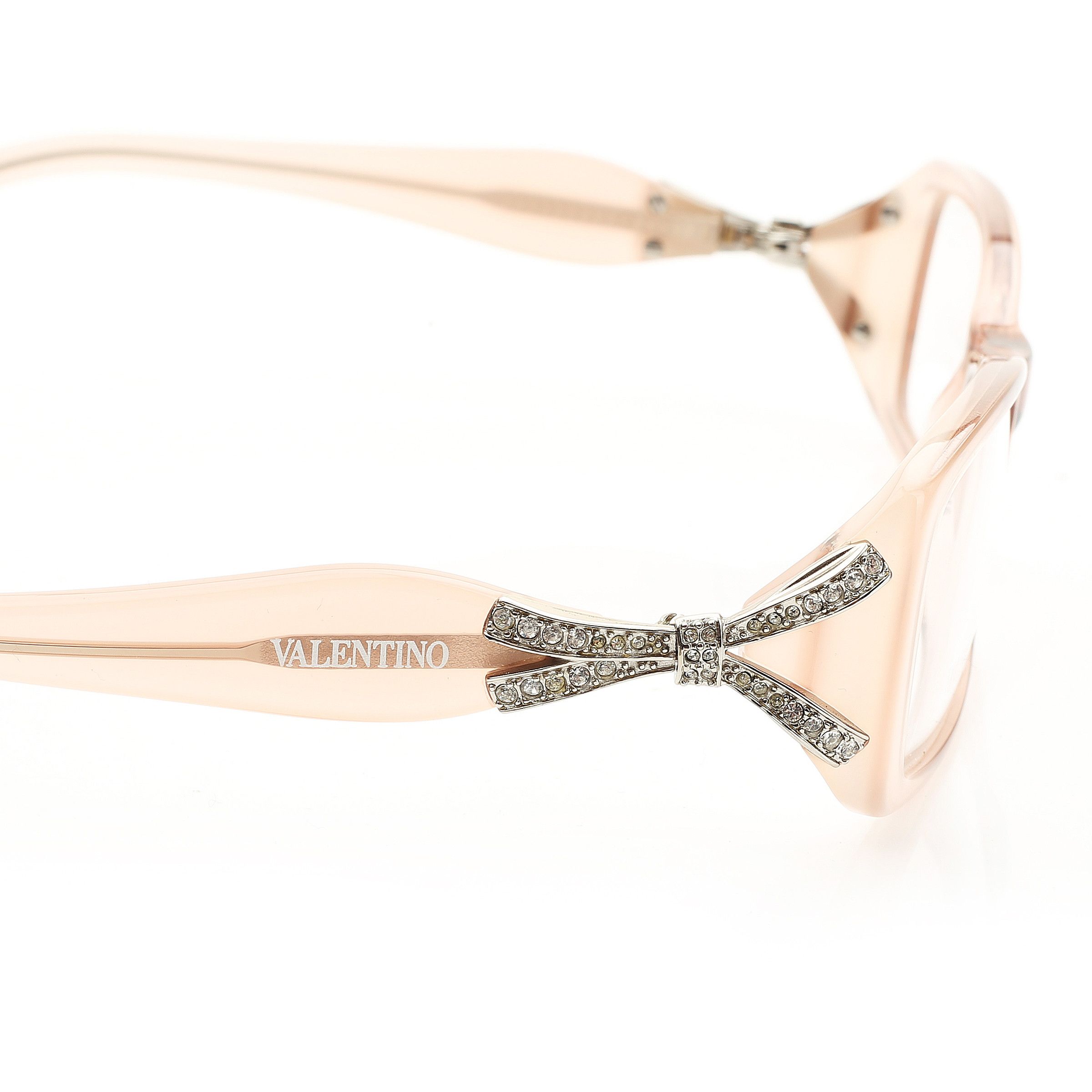 Valentino Valentino '00s Powder Pink Crystal Bow Plastic Glasses Size ONE SIZE - 1 Thumbnail