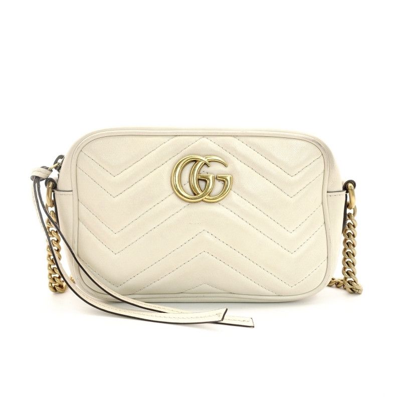 GUCCI GG Marmont Chain Shoulder Bag Off-White Crossbody