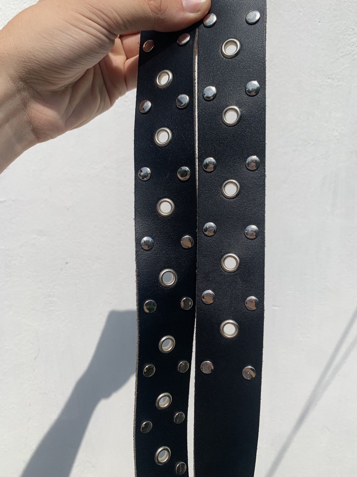Japanese Brand Vintage 90s Dark Leather Designer Y2K Punk Rhinestones Belt Size ONE SIZE - 5 Thumbnail