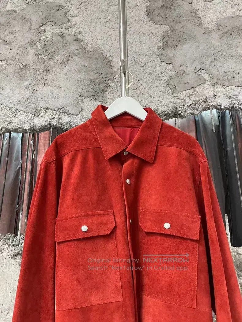Rick Owens Rick Owens Red Suede Jacket with Pockets. Size US L / EU 52-54 / 3 - 3 Thumbnail