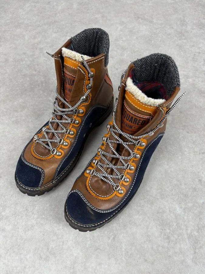Dsquared2 Dsquared2 Shearling Brown Leather Hiking Boots Size US 10.5 / EU 43-44 - 3 Thumbnail