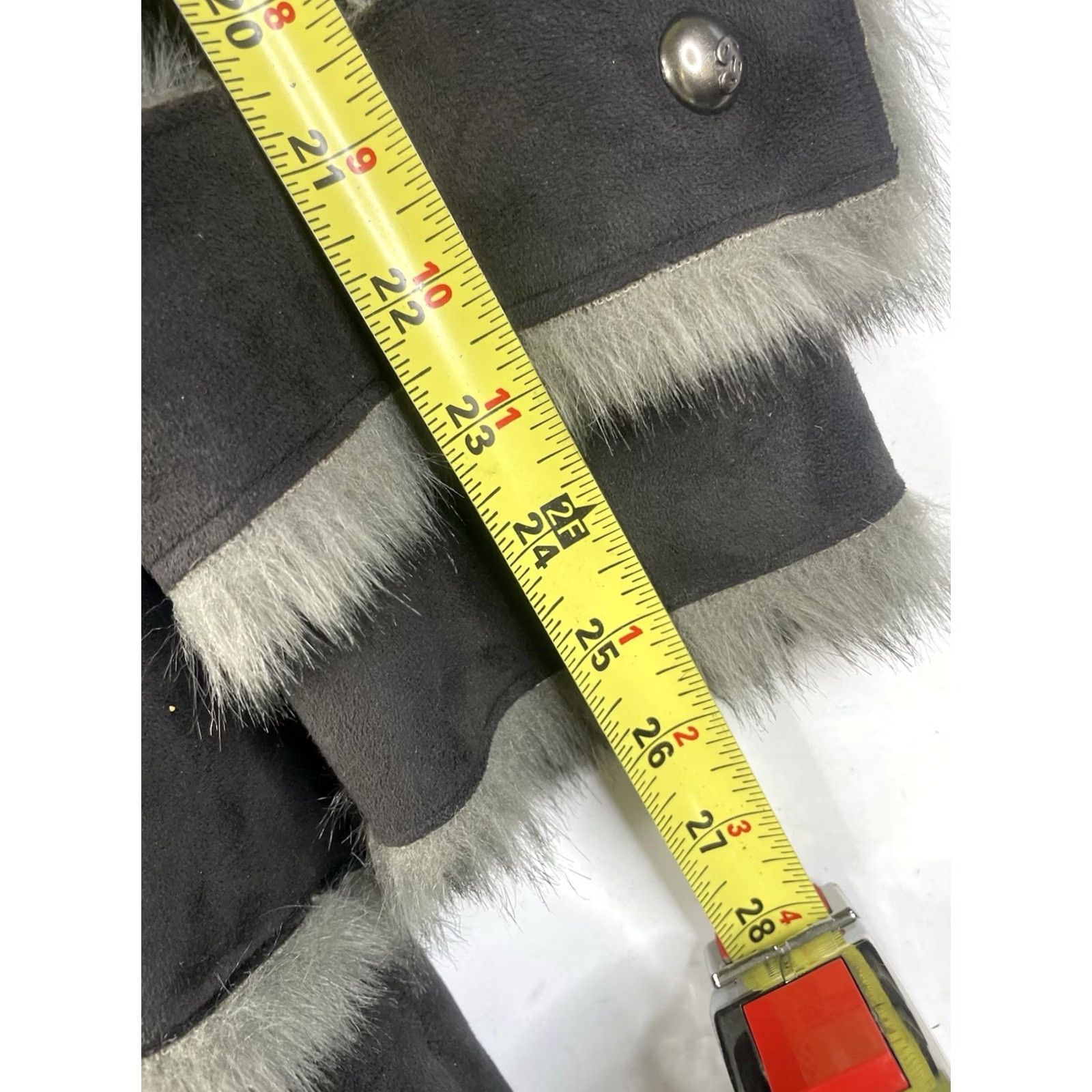 Pepe Jeans VINTAGE Pepe Jeans Coat Fur Lined Midi Parka Hooded Women's Large Gray 90s Y2K Bohemian Fur Trim Buckle Zip Long Faux Fur Down Winter Fall Workwear Size 36" / US 14 / IT 50 - 6 Thumbnail
