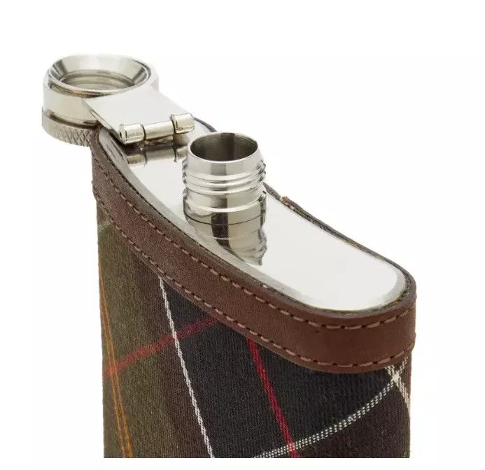 Barbour BARBOUR TARTAN HIP FLASK 6oz in Dark Brown Size ONE SIZE - 7 Thumbnail
