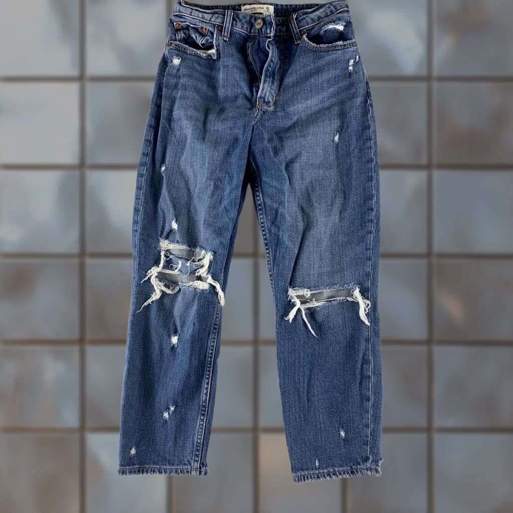 Abercrombie & Fitch ABERCROMBIE FITCH JEANS THE MOM HIGH RISE CURVE LOVE BLUE 0 25 25X23 WOMEN Size 25" / US 0 / IT 36 - 1 Thumbnail