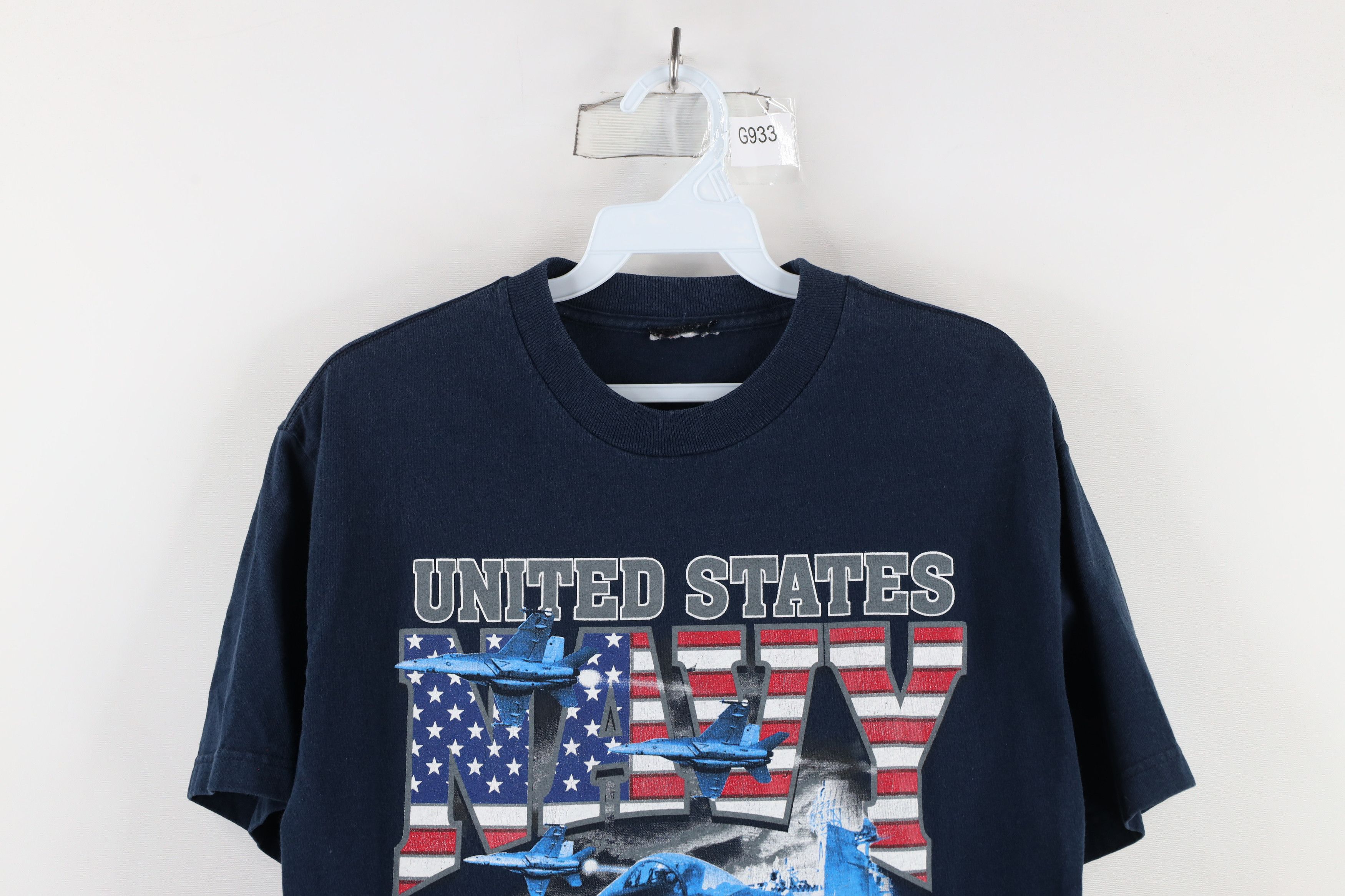 Vintage Vintage 90s Spell Out United States Navy T-Shirt Blue Cotton Size US M / EU 48-50 / 2 - 2 Thumbnail
