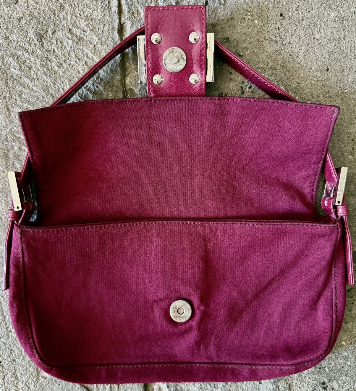 Fendi - 2000’s - Classic Baguette - Raspberry Neoprene Bag