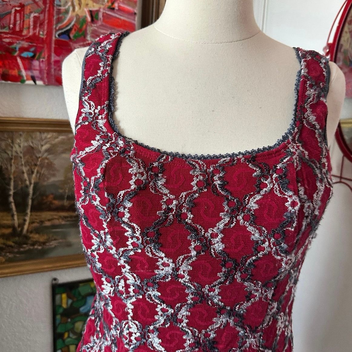 Other cocoma red white black lace corset tank top Size L / US 10 / IT 46 - 2 Thumbnail