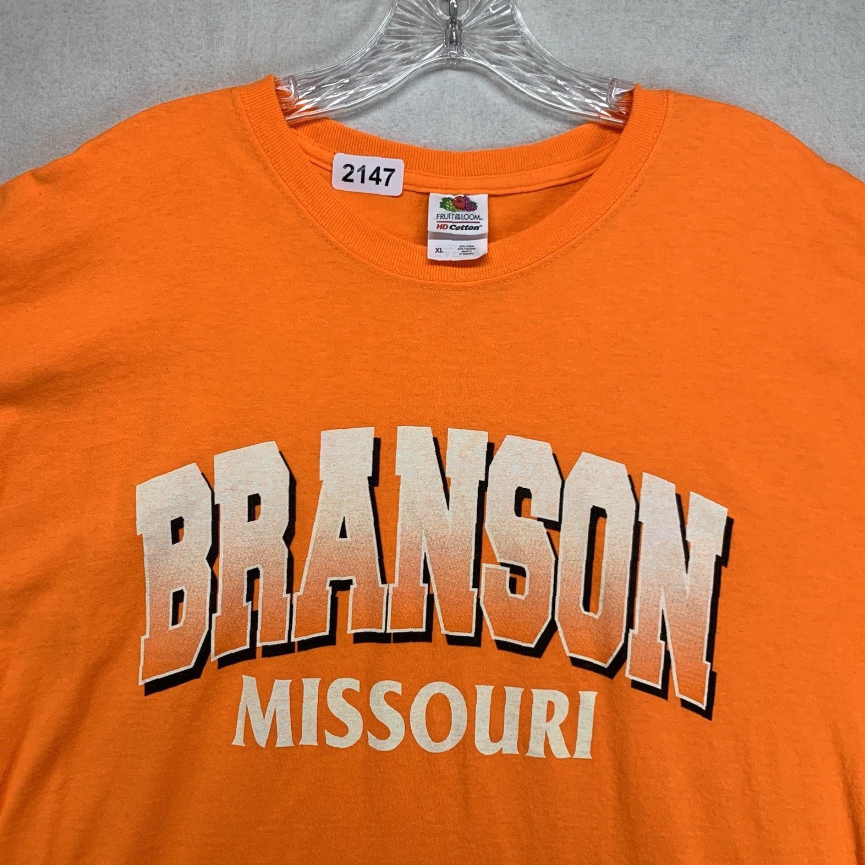 Fruit Of The Loom Fruit of the Loom Branson Missouri T-Shirt XL Bright Orange 90s Cowboy Music Travel Mens Size US XL / EU 56 / 4 - 6 Thumbnail