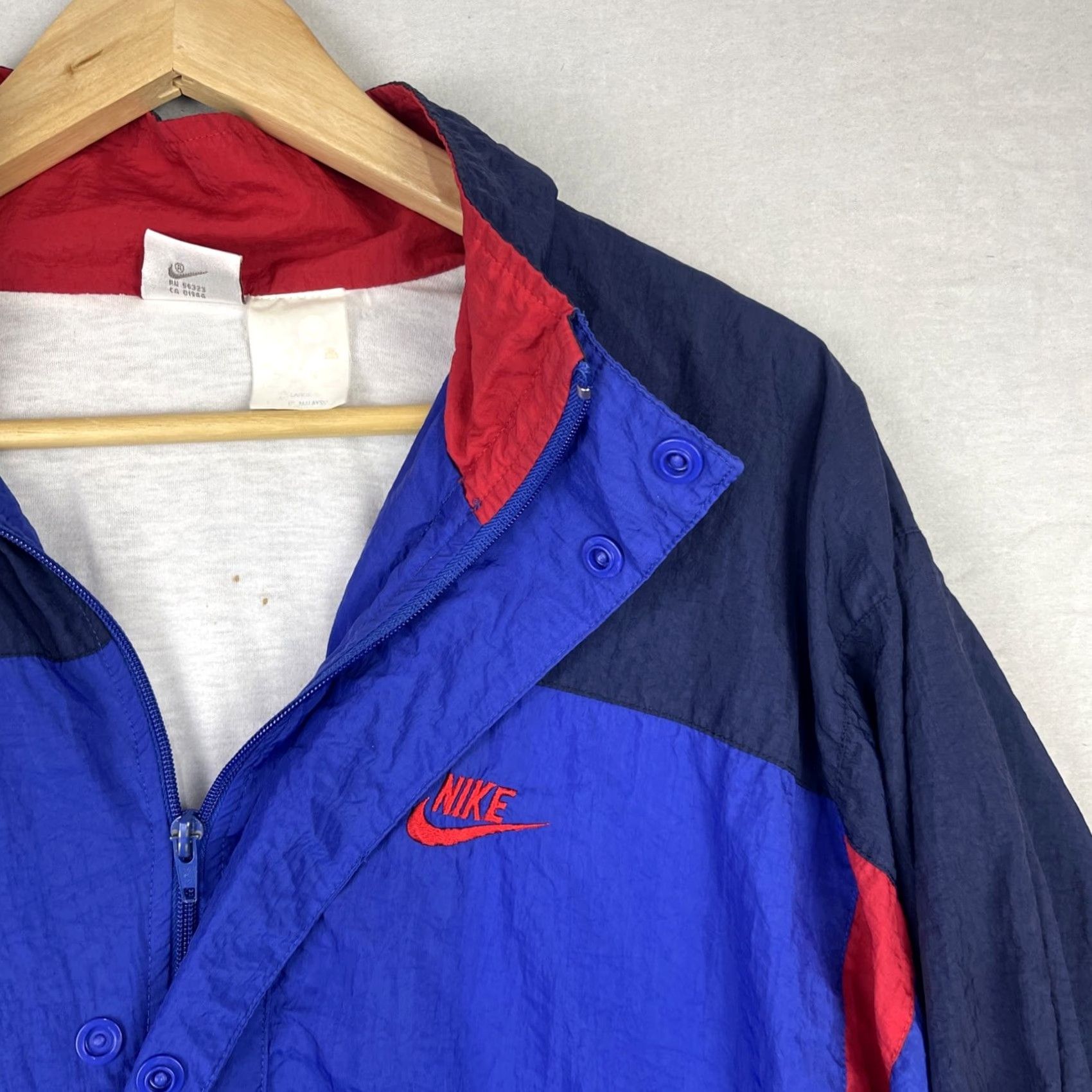 Nike VINTAGE Nike Tracksuit Mens XL Blue Track Jacket Pants Full Zip Snap Lined Size 46R - 4 Thumbnail