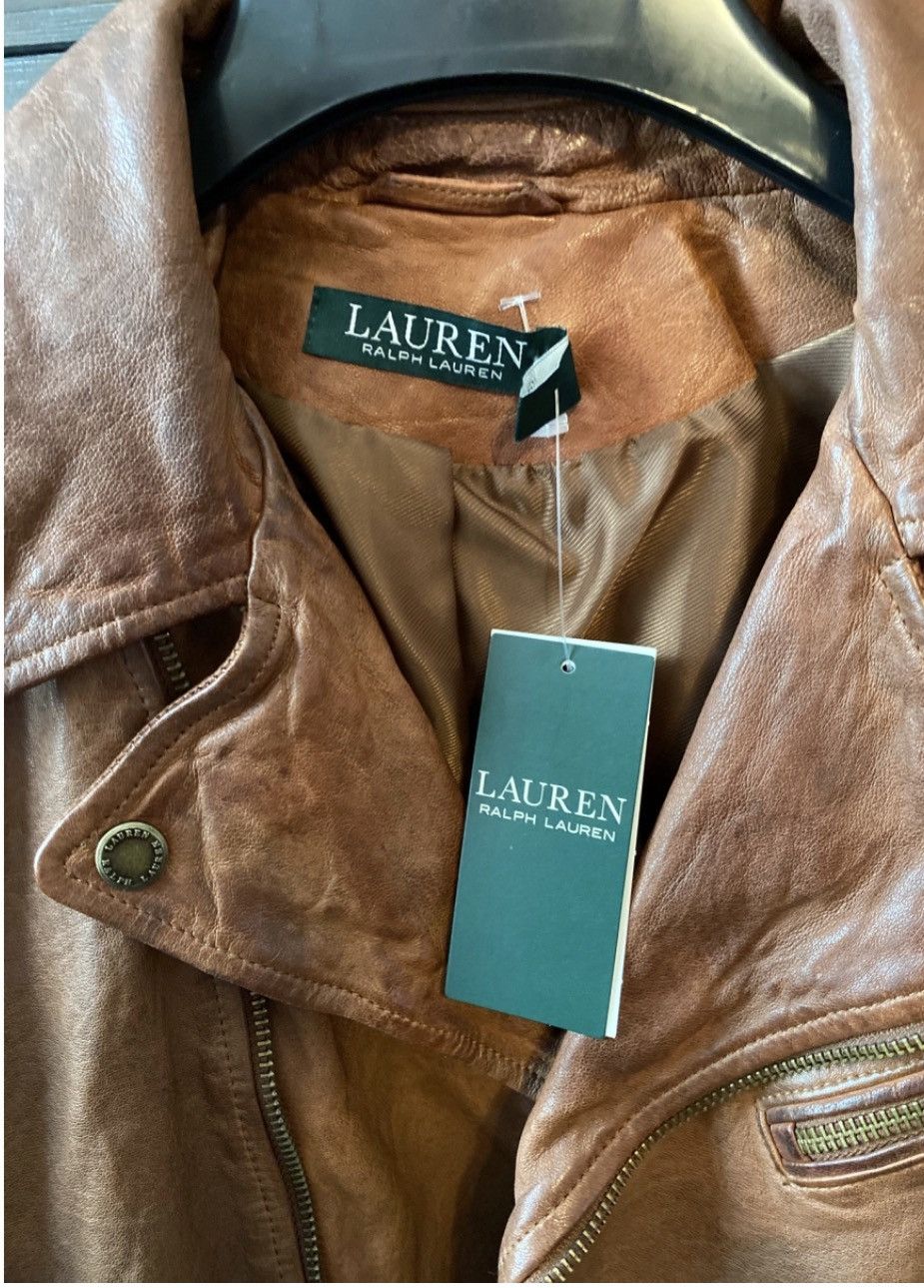 Lauren Ralph Lauren Lauren Ralph Lauren Burnished Leather Moto Jacket Size L / US 10 / IT 46 - 5 Thumbnail