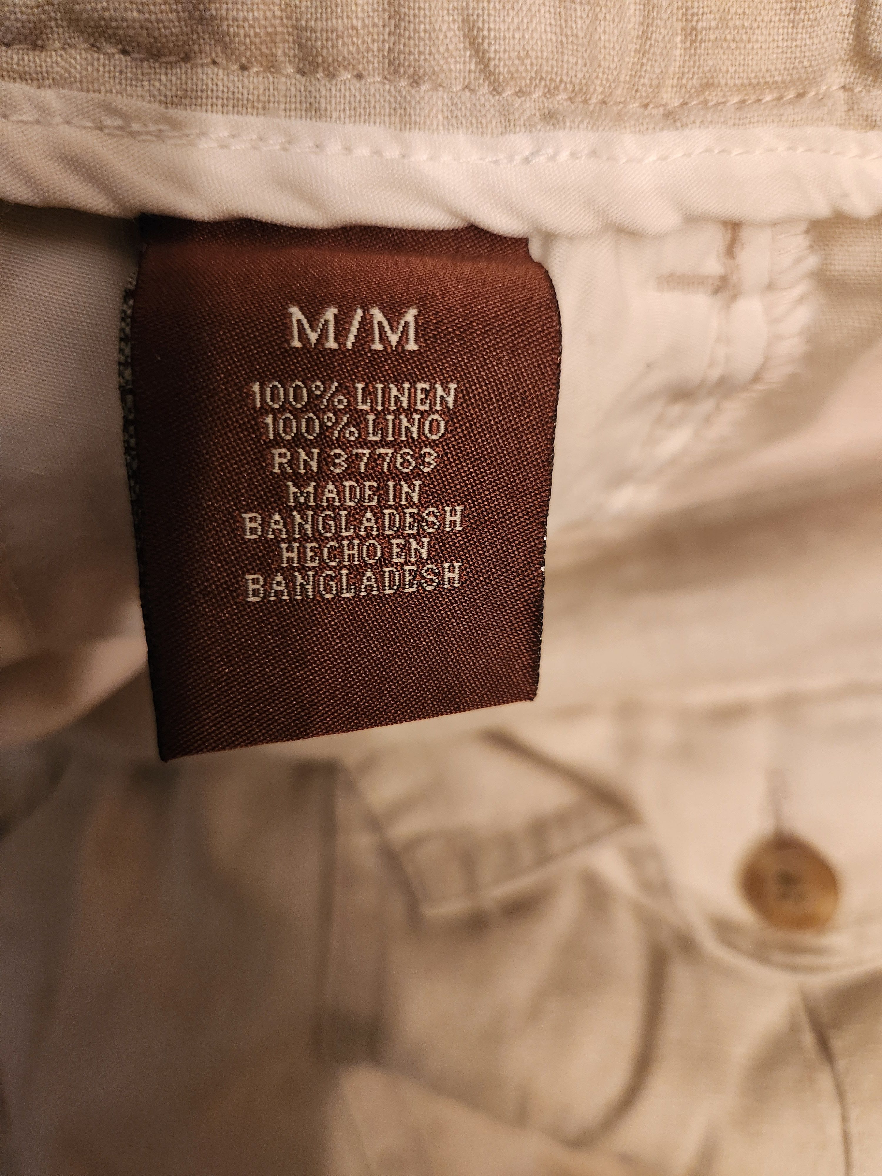 Perry Ellis Men's 100% Linen Tan Drawstring Flat Front Pants Size US 36 / EU 52 - 4 Thumbnail