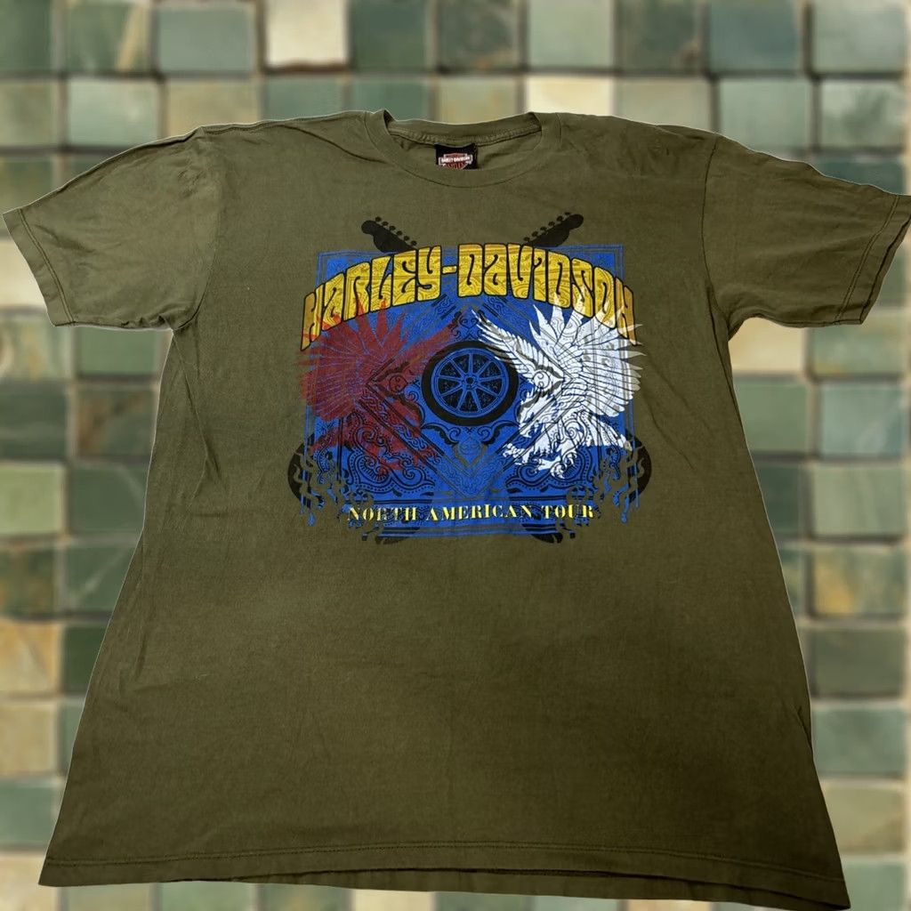 Harley Davidson VINTAGE Harley-Davidson North American Tour Cincinnati Ohio Size L Green T Shirt Size US L / EU 52-54 / 3 - 1 Thumbnail
