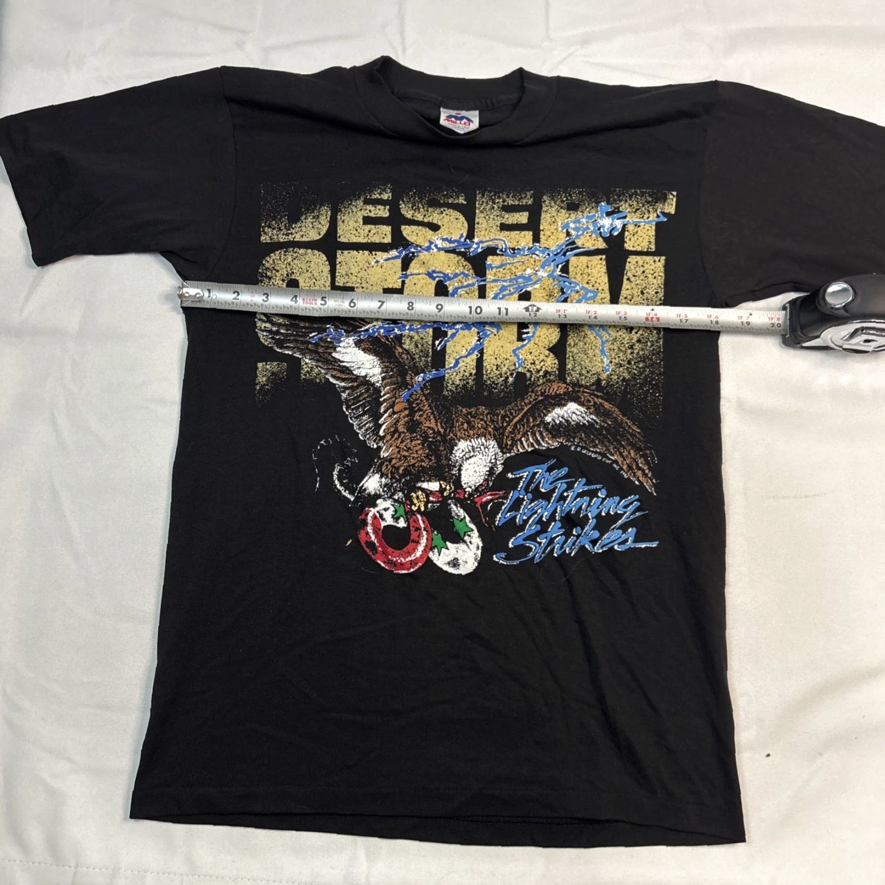 Vintage VINTAGE Miller T Shirt Desert Storm Graphic Eagle The lightning Strikes Large Mens L Black 90s Military Size US L / EU 52-54 / 3 - 6 Thumbnail