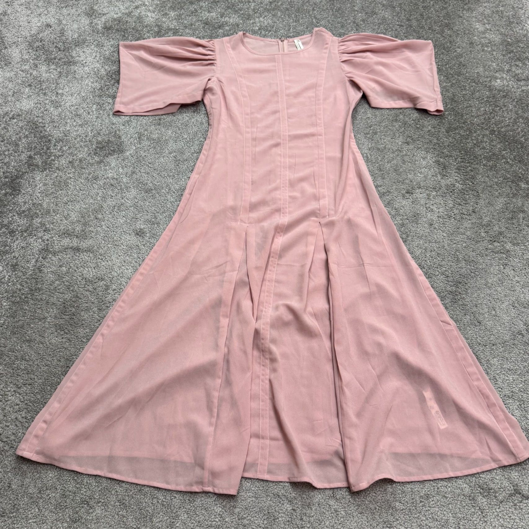 Anthropologie Anthropologie Let Me Be Midi Pleated Dress Womens 0 Pink Puff Sleeve Sheer Size XS / US 0-2 / IT 36-38 - 4 Thumbnail