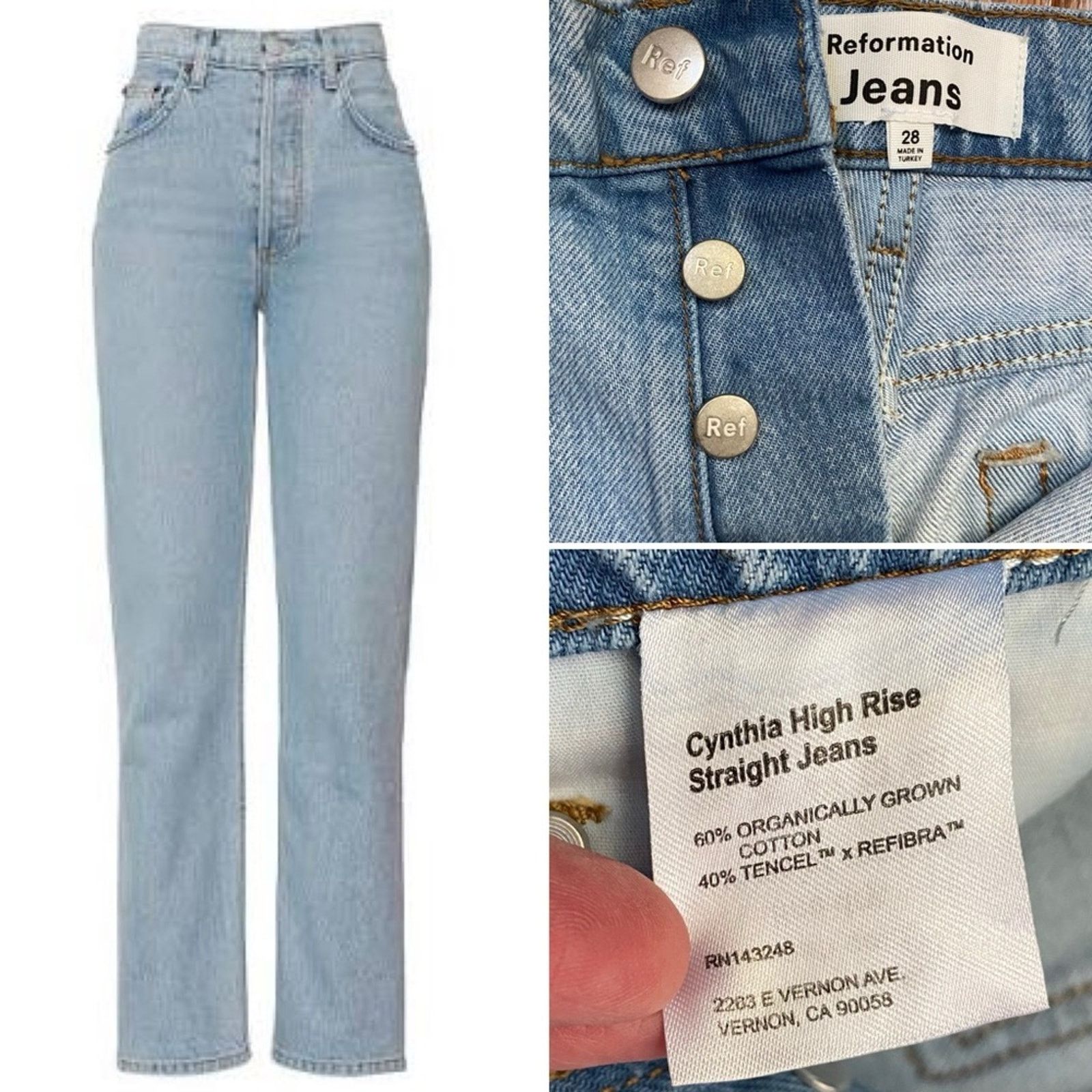 Reformation REFORMATION $178 Cynthia High Straight Jeans Tahoe Wash 28 Size 28" / US 6 / IT 42 - 1 Thumbnail