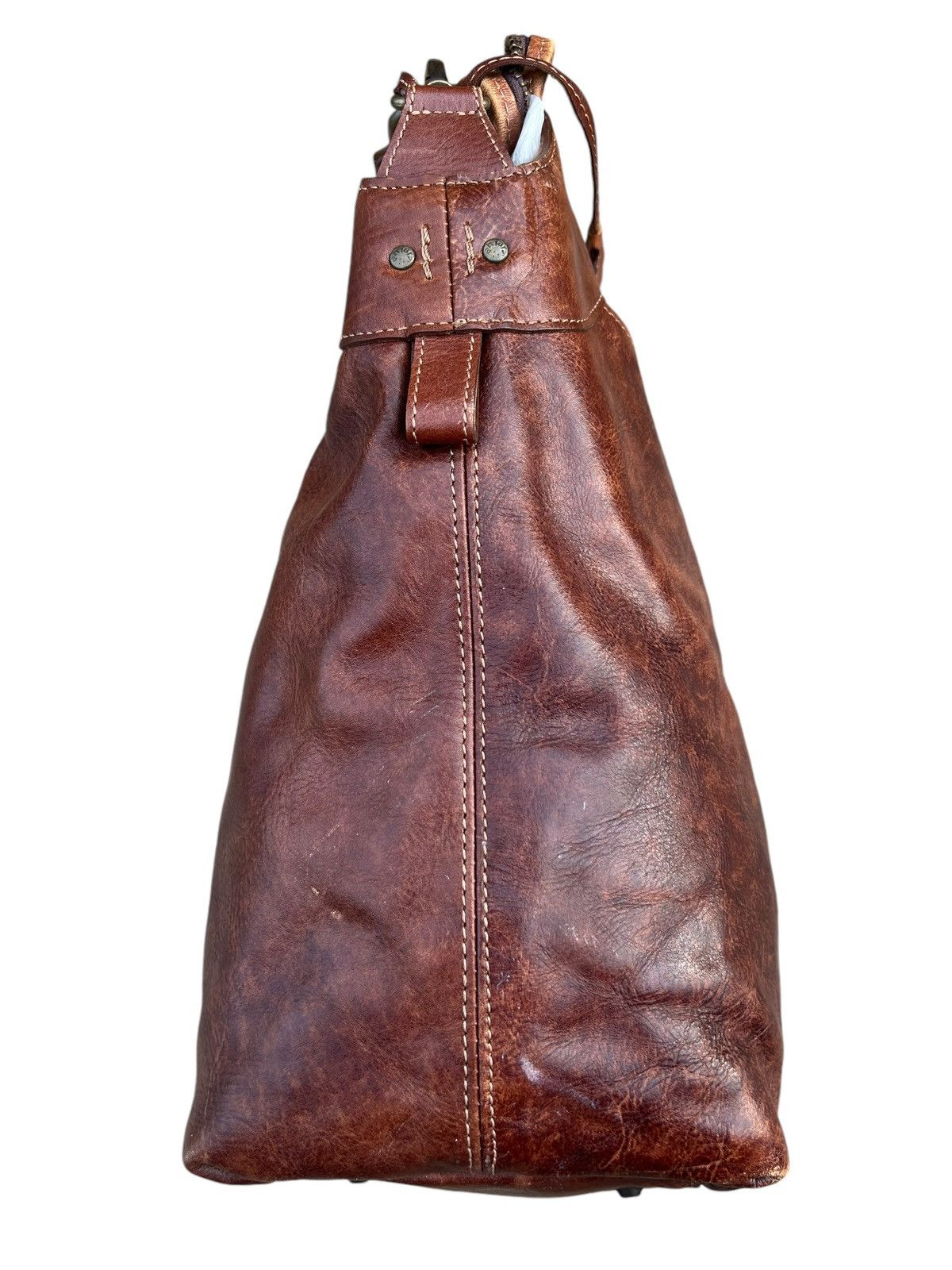 Leather Vintage Aniary Japan Distress Patina Leather 2 Way Bag Size ONE SIZE - 15 Thumbnail