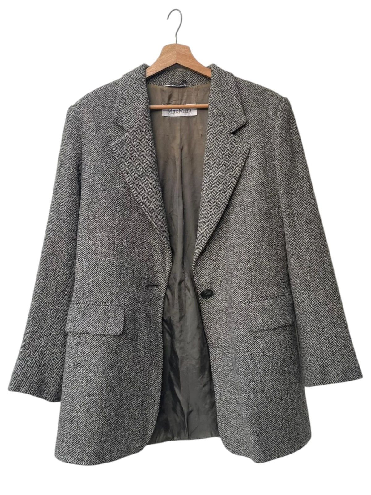 Max Mara Max Mara Notched Lapel Herringbone Wool Jacket Size M / US 6-8 / IT 42-44 - 2 Thumbnail