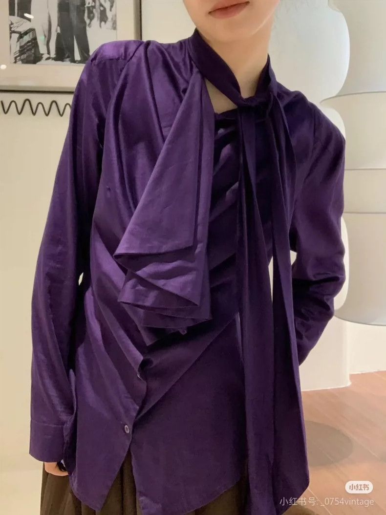 Vivienne Westwood Vivienne Westwood Purple ribbon ruffled collar waist top s Size S / US 4 / IT 40 - 8 Thumbnail