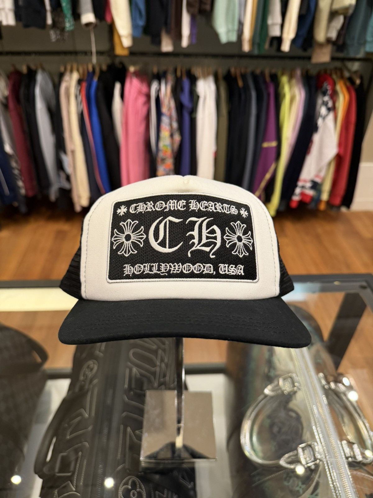 Chrome Hearts Chrome Hearts Hollywood USA Patch Trucker Hat - White Size ONE SIZE - 1 Thumbnail