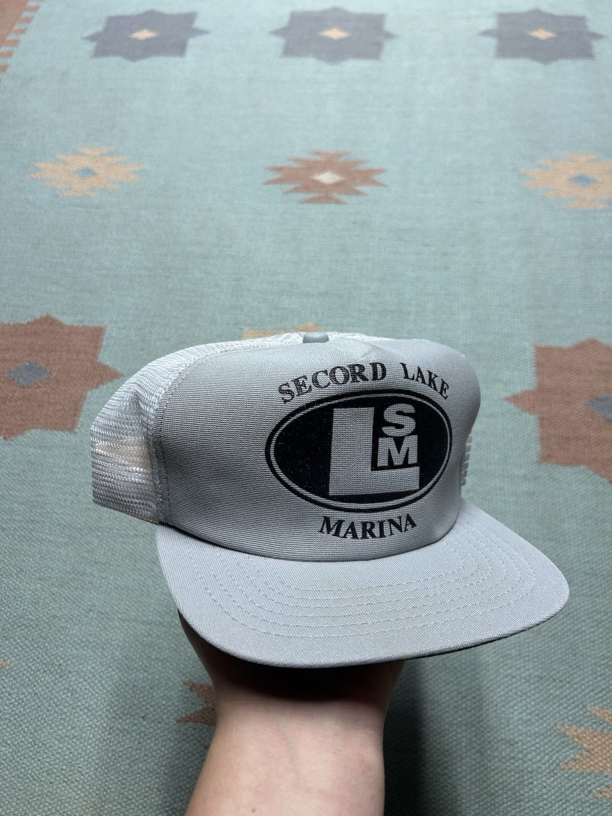 Vintage 80s trucker hat Secord Lake marina Michigan boat USA new era Size ONE SIZE - 1 Thumbnail