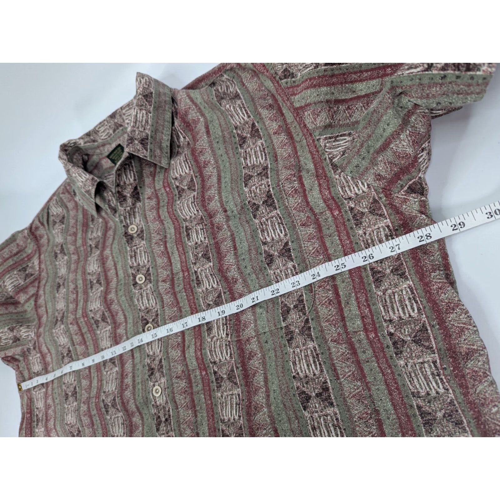 Vintage VINTAGE Scandia Woods Southwest Tribal Aztec Striped Island Camp Shirt Men's 2XL Red Cotton Button-Up Short Sleeve Casual Aztec Pattern Size US XXL / EU 58 / 5 - 5 Thumbnail