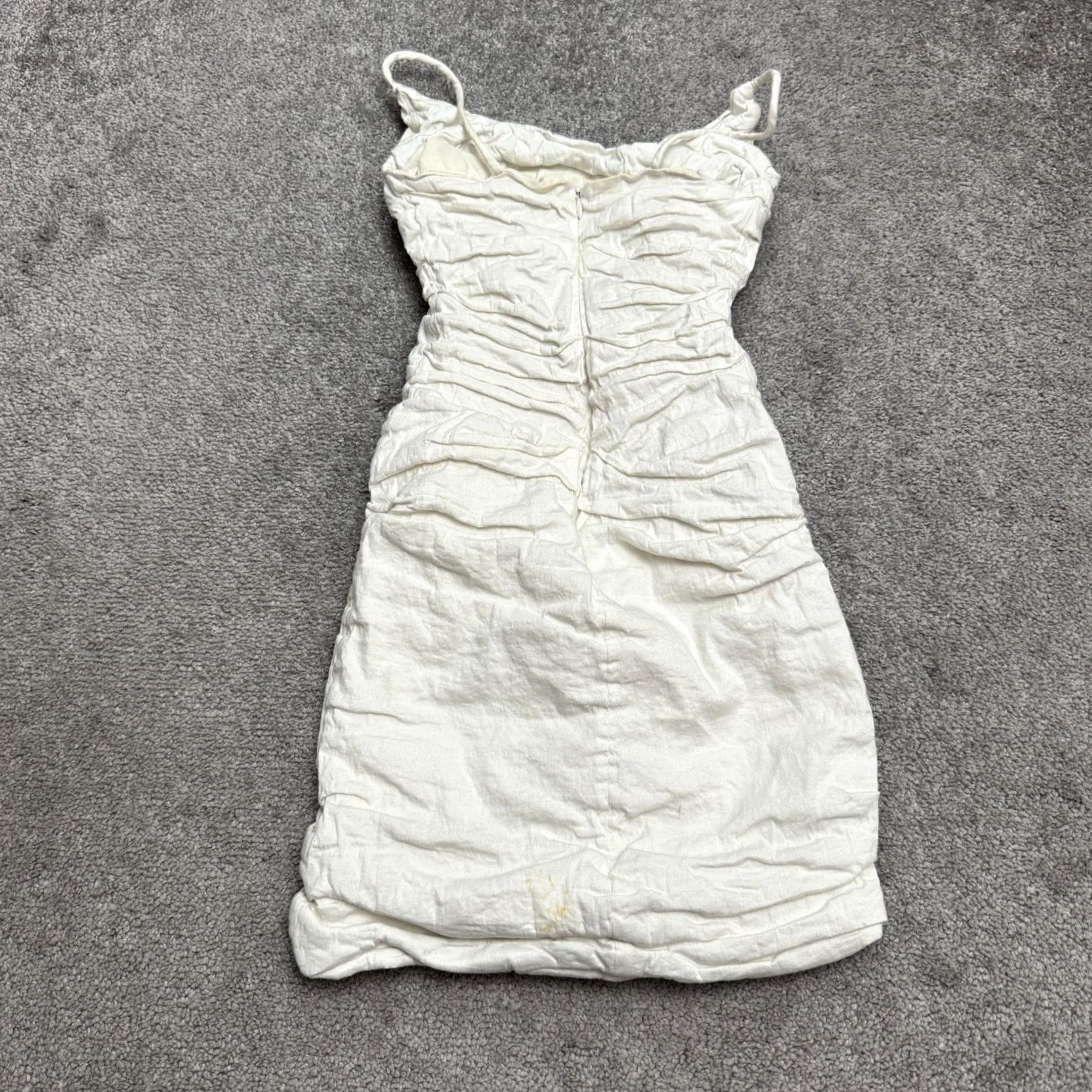 Nicole Miller VINTAGE Nicole Miller Metallic Shimmer Ruched Bodycon Mini Dress Womens 2 White Cotton Blend Ruched Lined Short Dress - Size XS / US 0-2 / IT 36-38 - 2 Thumbnail