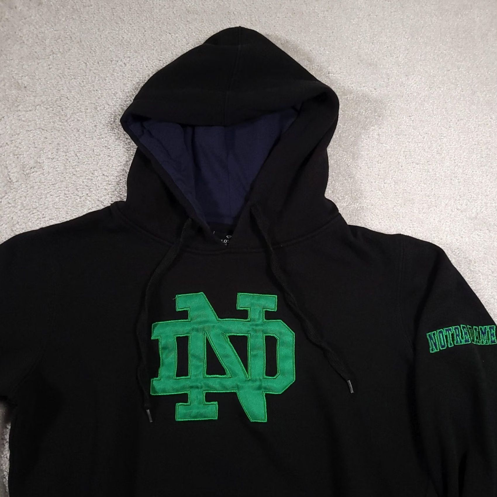 Vintage Notre Dame Hoodie Womens Small Black Colosseum Embroidered Pullover Sweatshirt NCAA Size S / US 4 / IT 40 - 3 Thumbnail